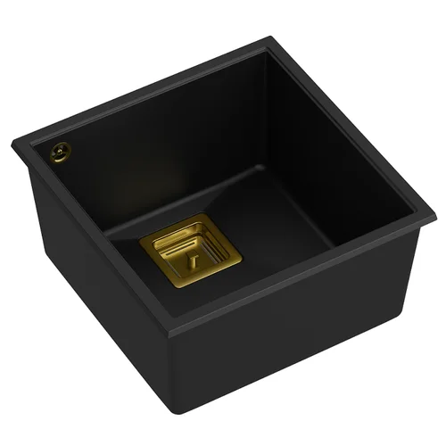 QUADRON DAVID 40 HQD4242U7-G1 plautuvė 420x420x225 Anglies juoda ir aukso image 3