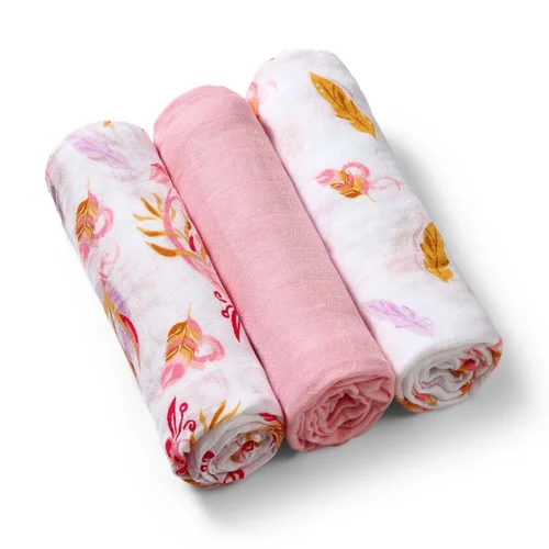 BabyOno vystyklai bambukiniai 3 vnt, rožiniai 397/07, 70x70 cm image 2