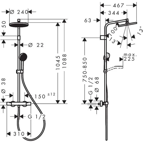 Hansgrohe Activera S 240 Termostatinė dušo sistema 28083670 image 3
