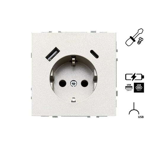 LIREGUS MODERN IUK-3-01.M/CH kištukinis lizdas ir USB A+C kroviklis Šampano image 1
