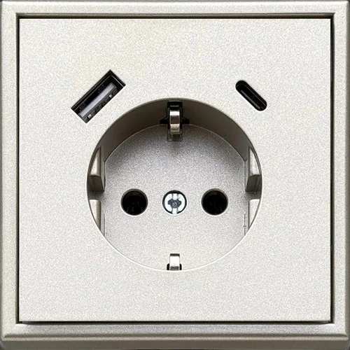 LIREGUS MODERN IUK-3-01.M/CH kištukinis lizdas ir USB A+C kroviklis Šampano image 2