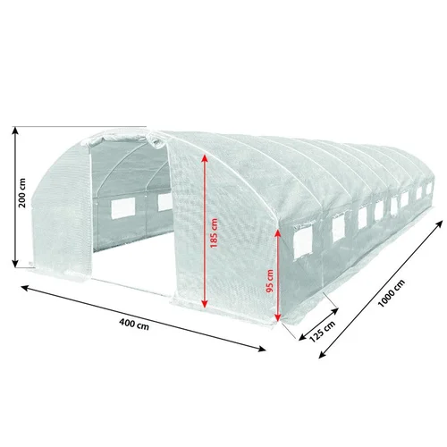 Šiltnamis su armuota plėvele, 40 m2, 4×10 m, baltas image 2