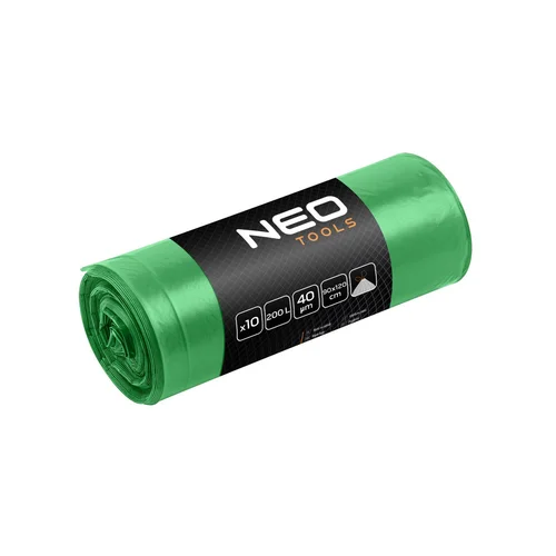 NEO TOOLS Atliekų maišeliai 120 L, žalia su juostele, 40 μm, 10 vnt. image 1