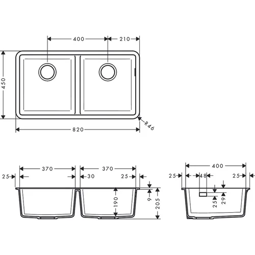 Hansgrohe S51 S510-U770 po stalviršiu plautuvė su 2 dubenimis image 2