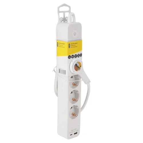 Buitinis ilgintuvas su įžeminimu, 3 x 1.5 mm, 1.5 m, 5 lizdų, USB A/C, baltas image 3