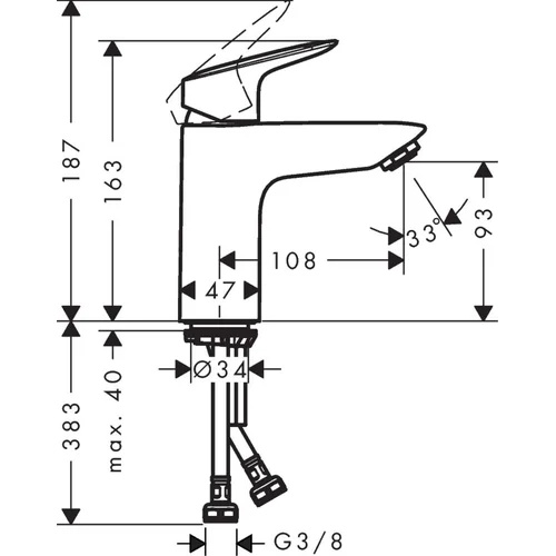 Hansgrohe Logis 71107670 praustuvo maišytuvas Juoda image 2