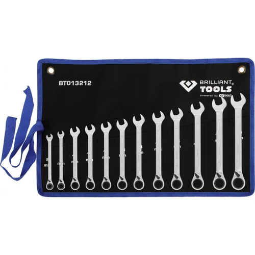 Brilliant Tools Kombinuotų terkšlinių raktų komplektas 8–19 mm, 12 vnt image 2