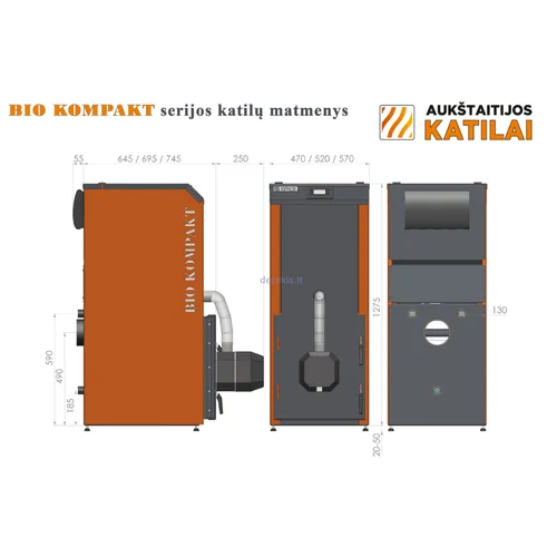 Granulinis katilas BIO KOMPAKT 20kW su KIPI ROT POWER D16 degikliu 190L talpa image 3