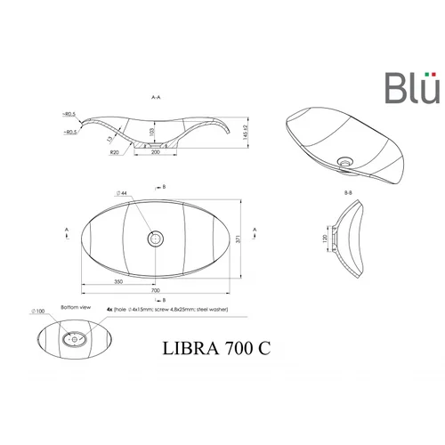 Praustuvas LIBRA 700, akmens masė, BLU image 2
