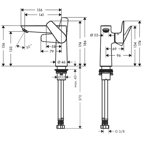 Hansgrohe Talis E 71755000 Chromo praustuvo maišytuvas image 2