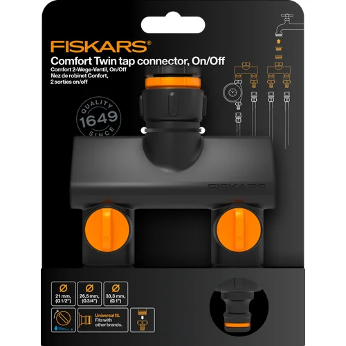 Fiskars Comfort™ čiaupo jungtis su dviem žarnų pajungimais On/Off image 3