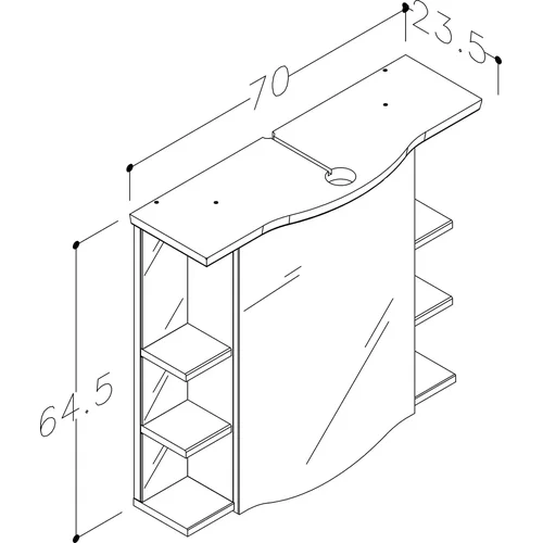Raguvos Baldai PIANO RV70M Veidrodinė spintelė, 70 cm pločio image 2