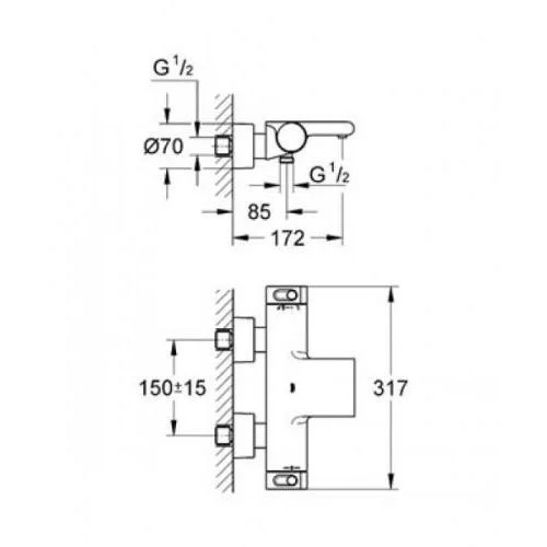 Grohe Grohtherm 2000 termostatinis vonios maišytuvas image 3