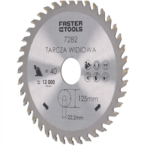Faster Tools TCT diskinis pjūklas 125x22,2mm, 40 dantų image 1