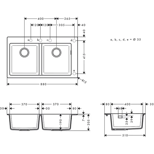 Hansgrohe S51 S510-F770 Ant stalviršio plautuvė 860 × 490 mm image 2