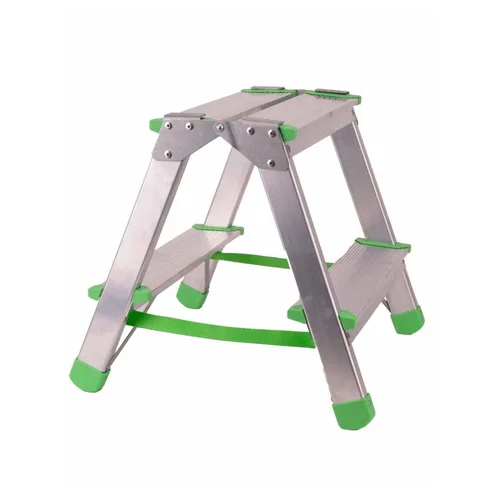 EUROSTYL aliuminės dvipusės kopėčios, 2 pakopos, 38–39 cm, 150 kg image 1