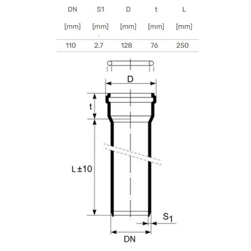 Magnaplast HTplus vidaus kanalizacijos vamzdis Ø110 mm, 0,25 m image 2