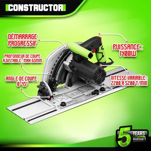 Constructor diskinis pjūklas, 190 mm, 1400 W image 2