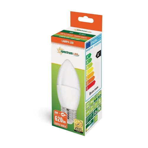 Spectrum LED lemputė E27 B35 8W 3000K 620 lm MT image 2