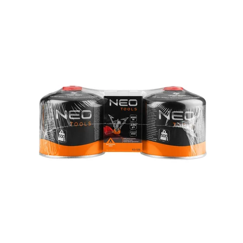 NEO TOOLS Turistinis dujų degiklis 20-036 su 2 dujų kasetėmis image 2