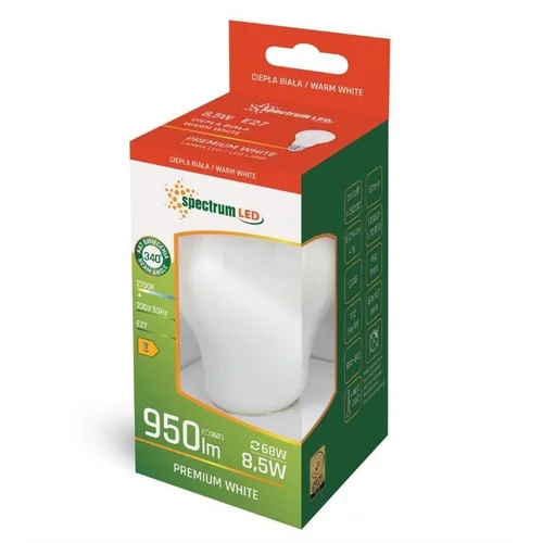 Spectrum LED E27 A60 8.5W 2700K 950lm FR image 2