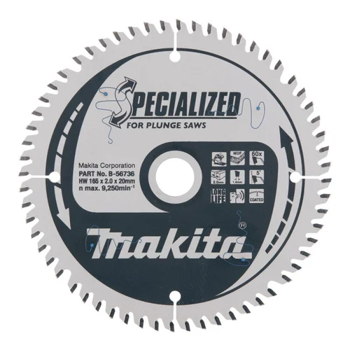 Makita 165 mm MDF pjovimo diskas, 60 dantų image 1