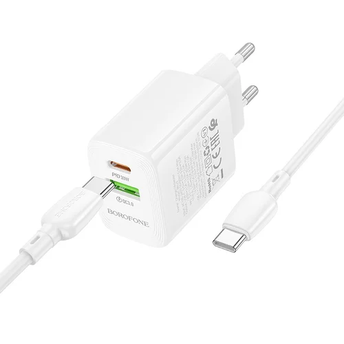 Borofone BN29 30W USB-C/USB-A + USB-C į USB-C kabelis 1,0 m baltas image 3