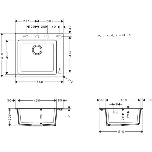Hansgrohe S51 S510-F450 stalviršio plautuvė 60 cm image 2