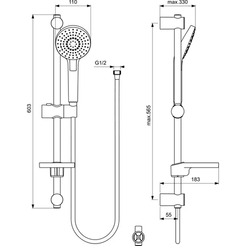 Ideal Standard IdealRain Evo Round 600 mm, galvutė 110 mm image 2
