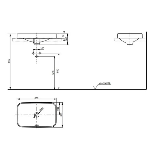 TOTO Vessel LF L5716E Praustuvas, 600 x 380 x 167 mm, Baltas image 3