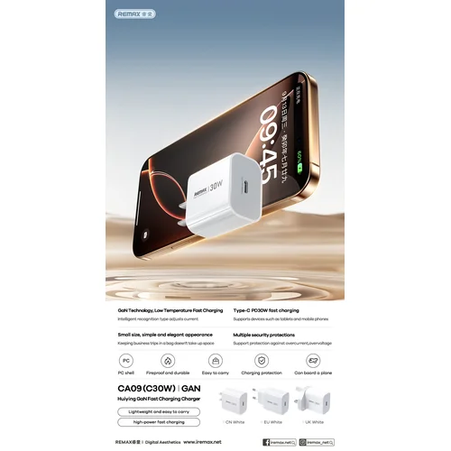 Remax CA09 30W USB-C baltas įkroviklis image 3