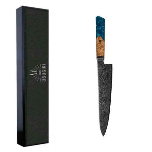 Damasko Plieno 8,7" Šefo Peilis Usugiri JH-D-015 image 3
