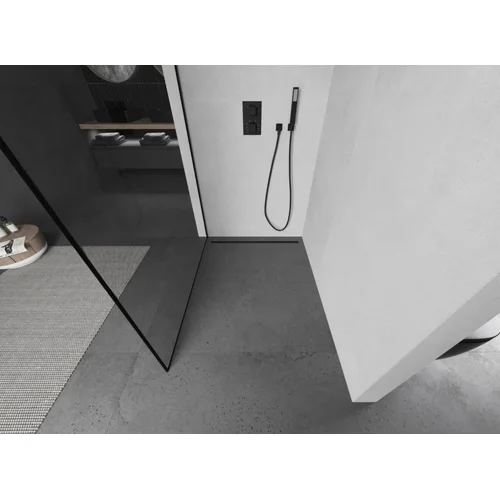 Dušo sienelė Mexen Kioto Walk-in 100 x 200 cm, juodas rėmas, 8 mm stiklo storis image 3