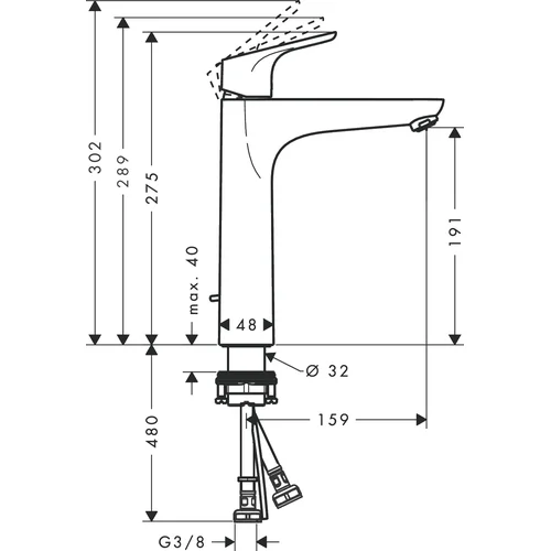 Hansgrohe Focus 190 CoolStart Praustuvo maišytuvas 31658000 Chromo image 2