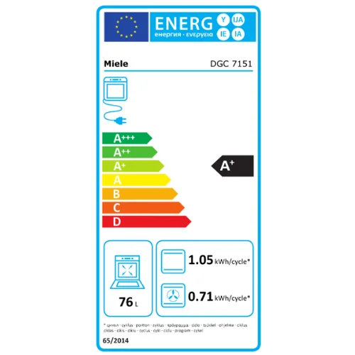 Miele DGC 7151 OBSW, 60 cm, Juoda, 70 L image 2