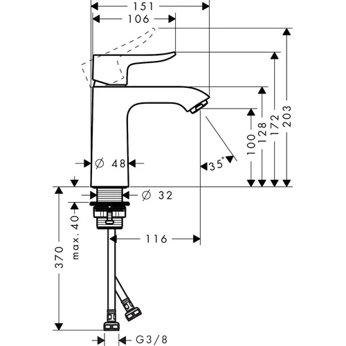 Hansgrohe Metris 31084000 praustuvo maišytuvas Chromo image 2