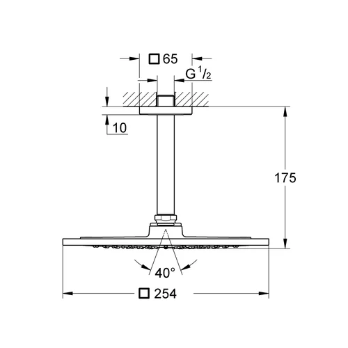 Grohe 26071000 chromo dušo galva į lubas image 2