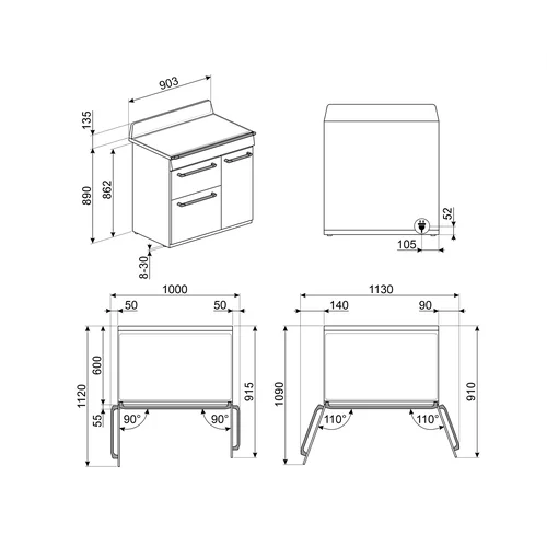 Smeg TR93IGR2 viryklė su indukcinė kaitlente ir elektrine orkaite image 2