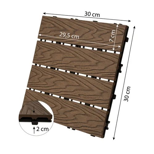 Lauko grindų danga WPC, tamsiai ruda, 30x30 cm (10 vnt) image 2