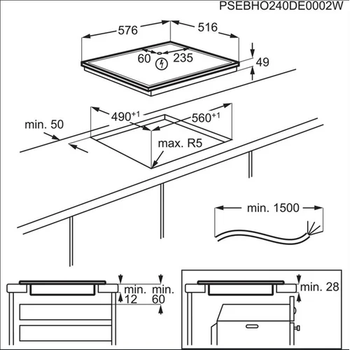 AEG 5000 serija Hob2Hood® TN64IA00XB Indukcinė kaitlentė 56 cm image 2