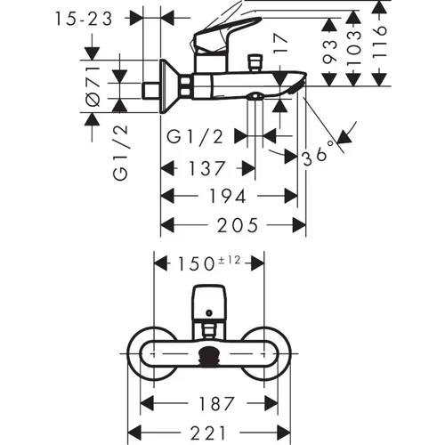 Hansgrohe Logis 71401000 vonios/dušo maišytuvas (iškyša 194 mm) image 2