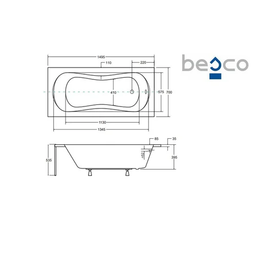 Besco ARIA 150, WAA-150-PA akrilinė vonia image 2