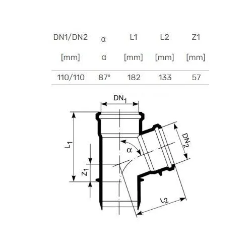 Magnaplast HTplus Trišakis Ø110/110 mm 87° image 2
