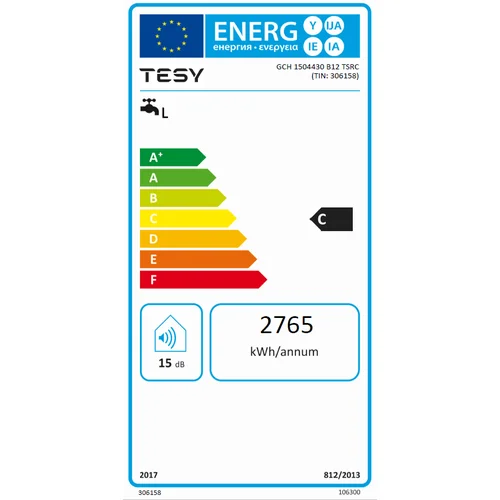 TESY GCH150 Bilight 150 L horizontalus elektrinis vandens šildytuvas image 2