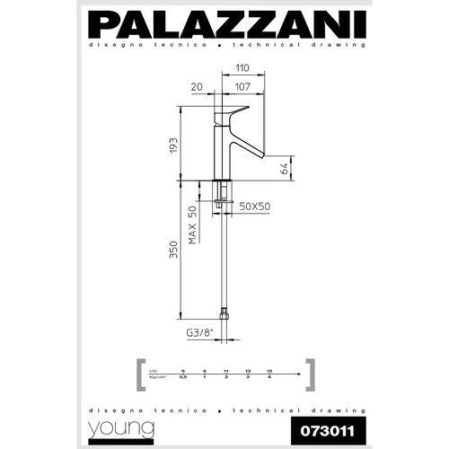 Palazzani YOUNG praustuvo maišytuvas, 19,3 cm aukštis image 3