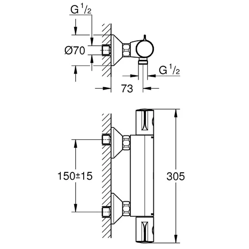 Grohe Grohtherm 800 (34558000) termostatinis dušo maišytuvas, chromas image 3