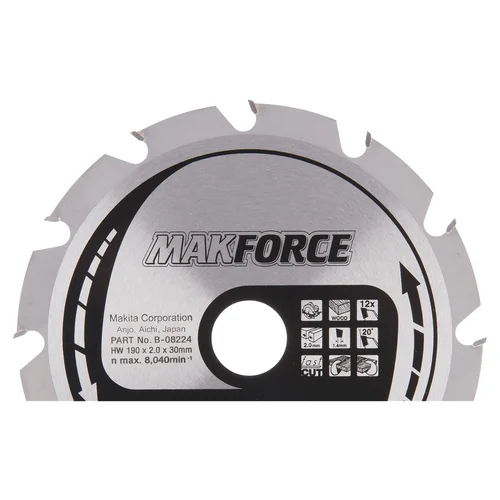 Makita B-08224 MAKFORCE 190X2X30mm 20° T12 pjovimo diskas image 1