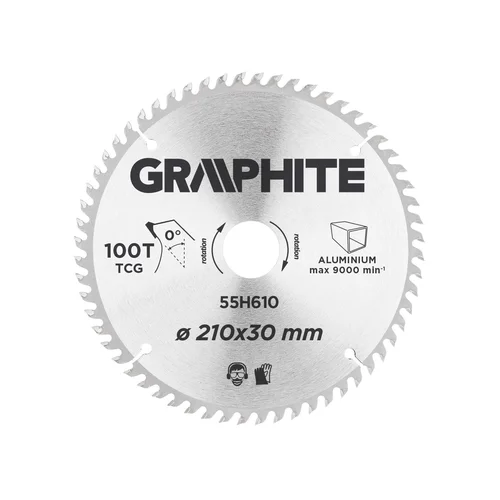 GRAPHITE 55H610 Pjovimo diskas 210x30 mm 100 dantukų ALU image 1