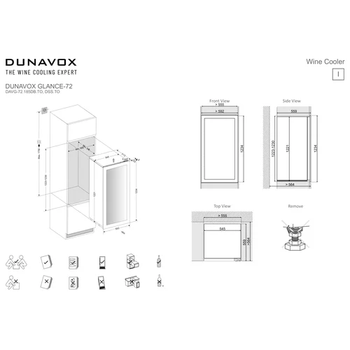 Dunavox Glance-72 DAVG-72.185DSS.TO Nerūdijančio plieno įmontuojamas vyno šaldytuvas image 3