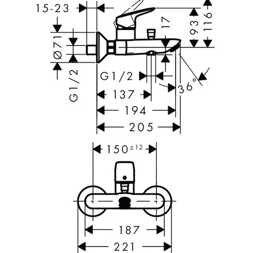 Hansgrohe Logis vonios maišytuvas 150 mm centro image 2